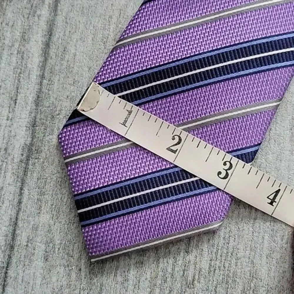 Studio Milano purple & navy striped 100% silk men's necktie